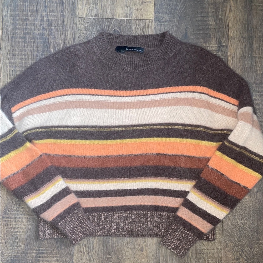 360 Cashmere Brown Striped Sweater